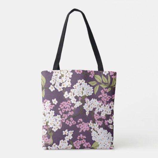 Lilacs op Paarse Tote Bag (Achterkant)