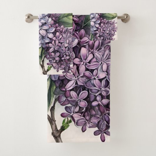 Lilacs Paarse Lila Struik Illustratie Bad Handdoek (Insitu)
