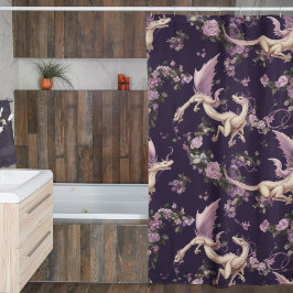 Lilacs, Rozen en White Dragons Shower Curtain Douchegordijn