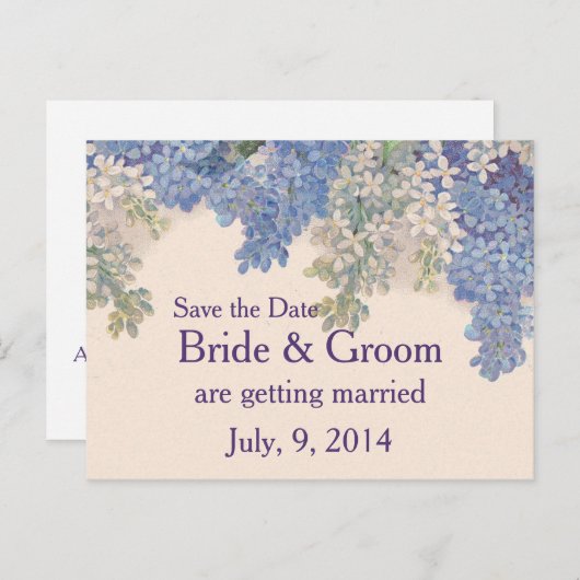 Lilacs Save the Date Briefkaart (Voorkant / Achterkant)