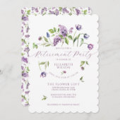 Lilacs & Spring Flowers Uitnodiging tot pensioen (Voorkant / Achterkant)