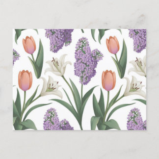 Lilacs Tulpen Lelies Flower Pattern Briefkaart