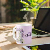 Lilacs venster bloemen lavendel monogram koffiemok