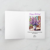 Lilacs voor haar verjaardag Waterverf Kaart (Binnen)