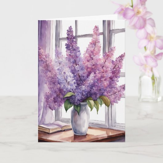 Lilacs voor haar verjaardag Waterverf Kaart (Orchidee)