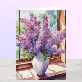 Lilacs voor Moederdag Gepersonaliseerde Waterverf Kaart