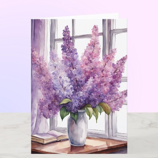 Lilacs voor Moederdag Gepersonaliseerde Waterverf Kaart