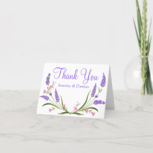 Lilacs Waterverf Paarse Bloemen bruiloft Dank u Bedankkaart