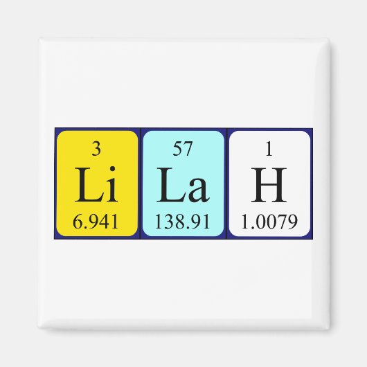 Lilah periodieke table name magnet (Voorkant)