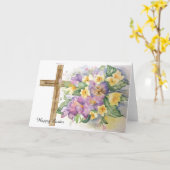 Lilak aquarel pansies met kruis voor Pasen Kaart (Gele Bloem)