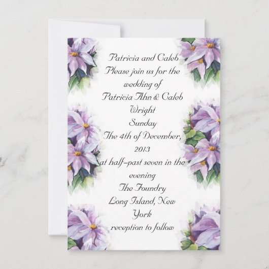 Lilak clematis Wedding Invitation Kaart (Voorkant)