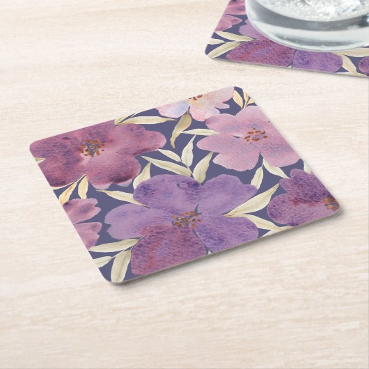 Lilas en acuarela  kartonnen onderzetters (Schuin)