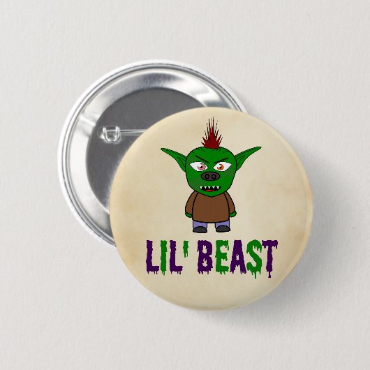 Lil'Beast Driving Font Goblin Halloween Ronde Button 5,7 Cm (Voorkant /achterkant)