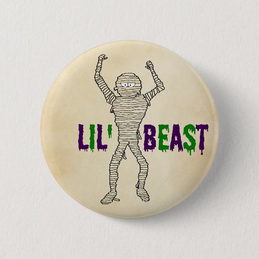 Lil'Beast Driving Font Mummy Halloween Ronde Button 5,7 Cm (Voorkant)