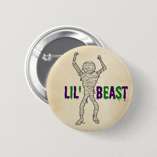 Lil'Beast Driving Font Mummy Halloween Ronde Button 5,7 Cm (Voorkant /achterkant)