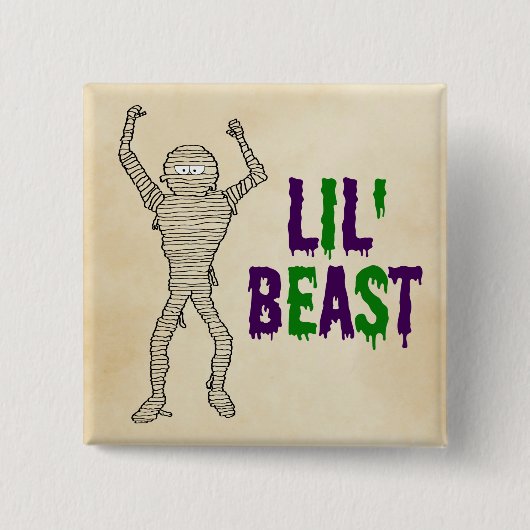 Lil'Beast Driving Font Mummy Halloween Vierkante Button 5,1 Cm (Voorkant)
