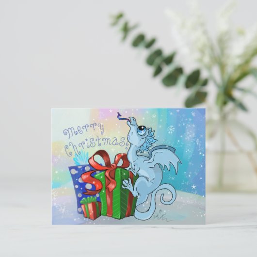 lil'Dragon Snowflake Feestdagenkaart (Staand voorkant)