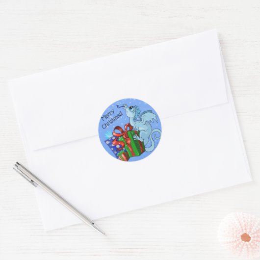 lil'Dragon Snowflake Ronde Sticker (Envelop)
