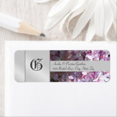 Liliac Bloem Monogram Zilver Bruiloft Label (Insitu)