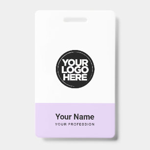 Liliac Paarse Bedrijfslogo Naam Titel Bar Code Badge