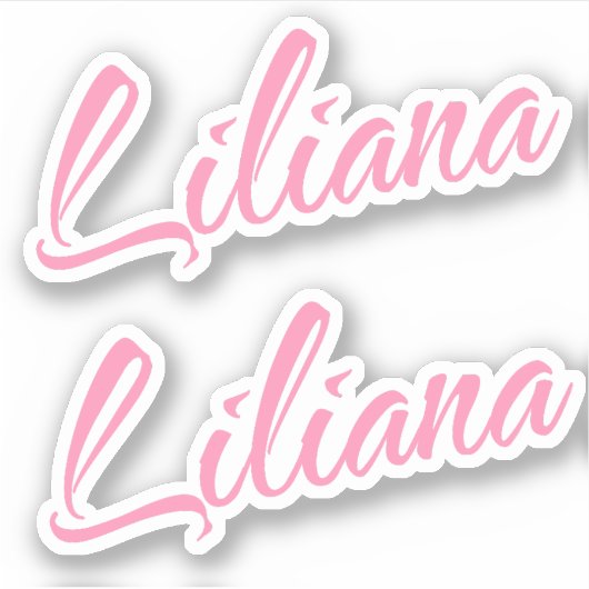Liliana Decoratieve naam in roze x2 Sticker (Voorkant)