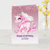 Lilibet 1e verjaardagskaarten - Prinses Eenhoorns Kaart (Gele Bloem)
