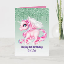 Lilibet 1st Birthday Cards - Prinses Unicorns
