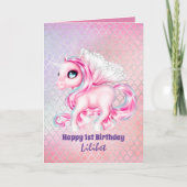 Lilibet 1st Birthday Kaarten - Princess Unicorns (Voorkant)