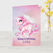 Lilibet 1st Birthday Kaarten - Princess Unicorns (Gele Bloem)