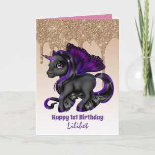 Lilibet 1st Birthday Kaarten - Princess Unicorns
