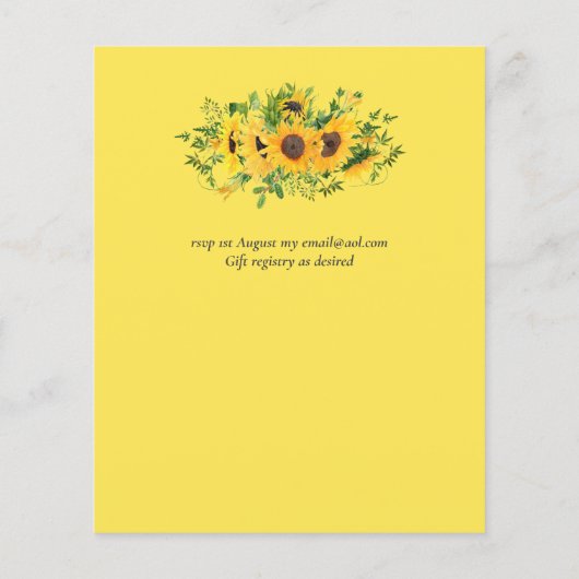 Lilibet Baby Girls Sunflower Baby shower Invite (Achterkant)