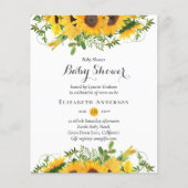 Lilibet Baby Girls Sunflower Baby shower Invite (Voorkant)
