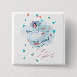 Lilibet genaamd Magische WALVIS Cadeaus voor Meisj Vierkante Button 5,1 Cm