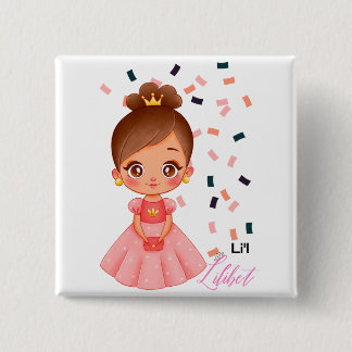Lilibet Genoemde Perzik Prinses Cadeaus voor Meisj Vierkante Button 5,1 Cm