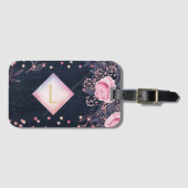 Lilibet Monogram Navy Roségoud Roze Prinsessen Cad Bagagelabel (Voorkant (horizontaal))