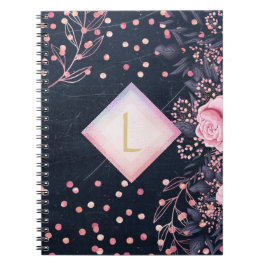 Lilibet Monogram Navy Roségoud Roze Prinsessen Cad Notitieboek