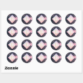 Lilibet Monogram Navy Roségoud Roze Prinsessen Cad Ronde Sticker (Vel)