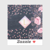 Lilibet Monogram Navy Roségoud Roze Prinsessen Cad Sticker (Vel)