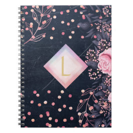 Lilibet Monogram Navy Rozegoud Roze Prinses Cadeau Notitieboek