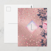 Lilibet Monogram Rozegoud Bloem geschikt voor Prin Briefkaart (Voorkant / Achterkant)