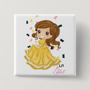 Lilibet Named Golden Princess Girl Gifts Vierkante Button 5,1 Cm