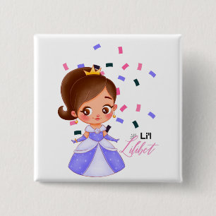 Lilibet Named Paarse Princess Gifts for Girls Vierkante Button 5,1 Cm