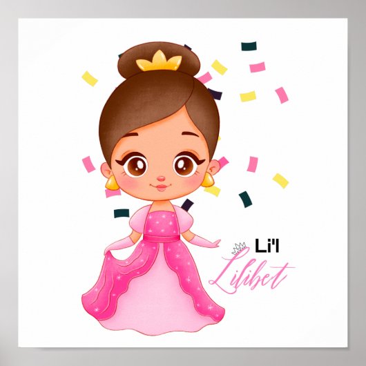 Lilibet Named Pink Princess Gifts for Girls Poster (Voorkant)