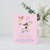 Lilibet Tea Party verjaardagsfeest uitnodiging als (Staand voorkant)