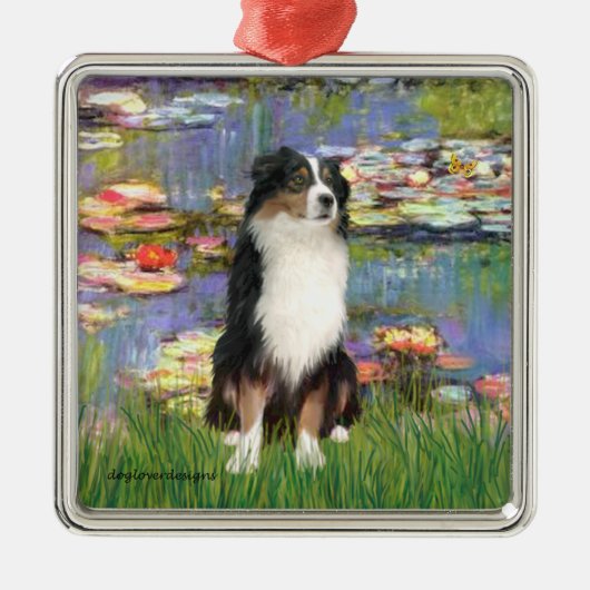Lilies 2 - Tri Australian Shepherd Metalen Ornament (Voorkant)