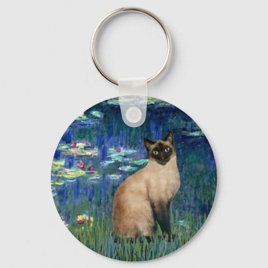 Lilies 5 - Seal Point Siamese kat Sleutelhanger (Voorkant)