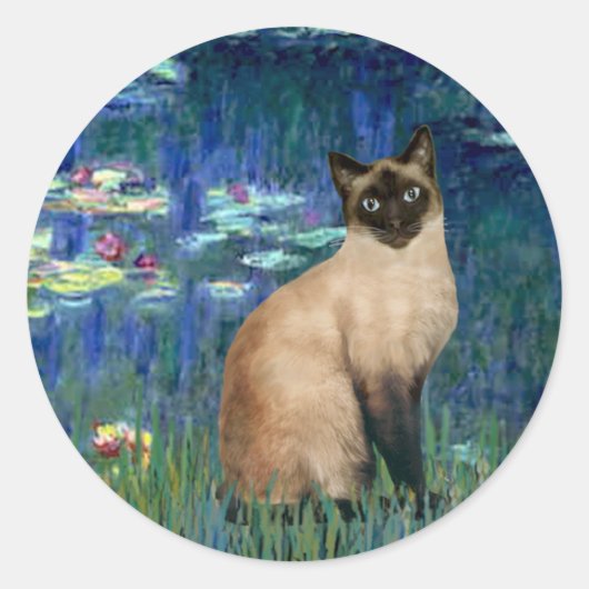 Lilies 5 - Slijppunt Siamese kat Ronde Sticker (Voorkant)
