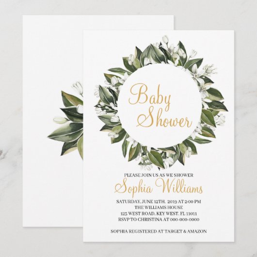 Lilies Baby shower Invitation Kaart (Voorkant / Achterkant)