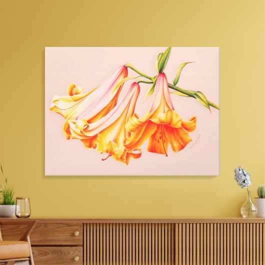 "Lilies" - botanisch canvasafdrukmedium voor fijne Canvas Afdruk (Insitu (Woonkamer))