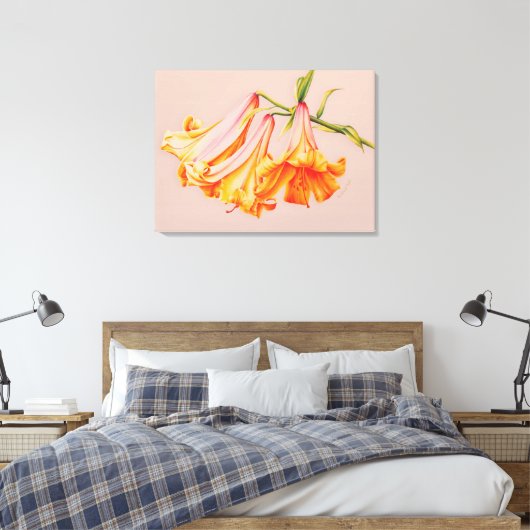 "Lilies" - botanisch canvasafdrukmedium voor fijne Canvas Afdruk (Insitu (Slaapkamer))